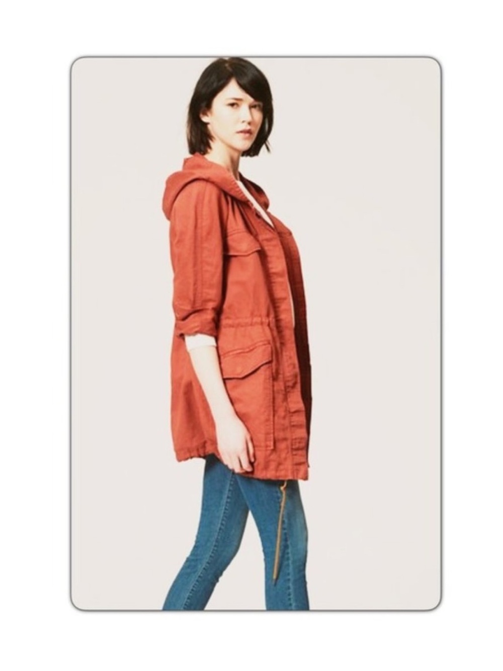 NWT LOFT Utility Anorak Jacket XL Burnt Orange Hooded Cargo Safari Military Core